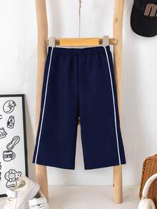 1pc Young Boys' Casual Sports Pants,Straight Leg Soft & Comfortable Trousers With Decorative Drawstring,Versatile For Daily Wear School & Outdoor - Navy Blue - View 5