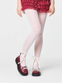 ROMWE Kawaii Bailarinas con decoración de lazo y encaje de estilo dulce y elegante para mujer - Piel brillante burdeos - Ver 2