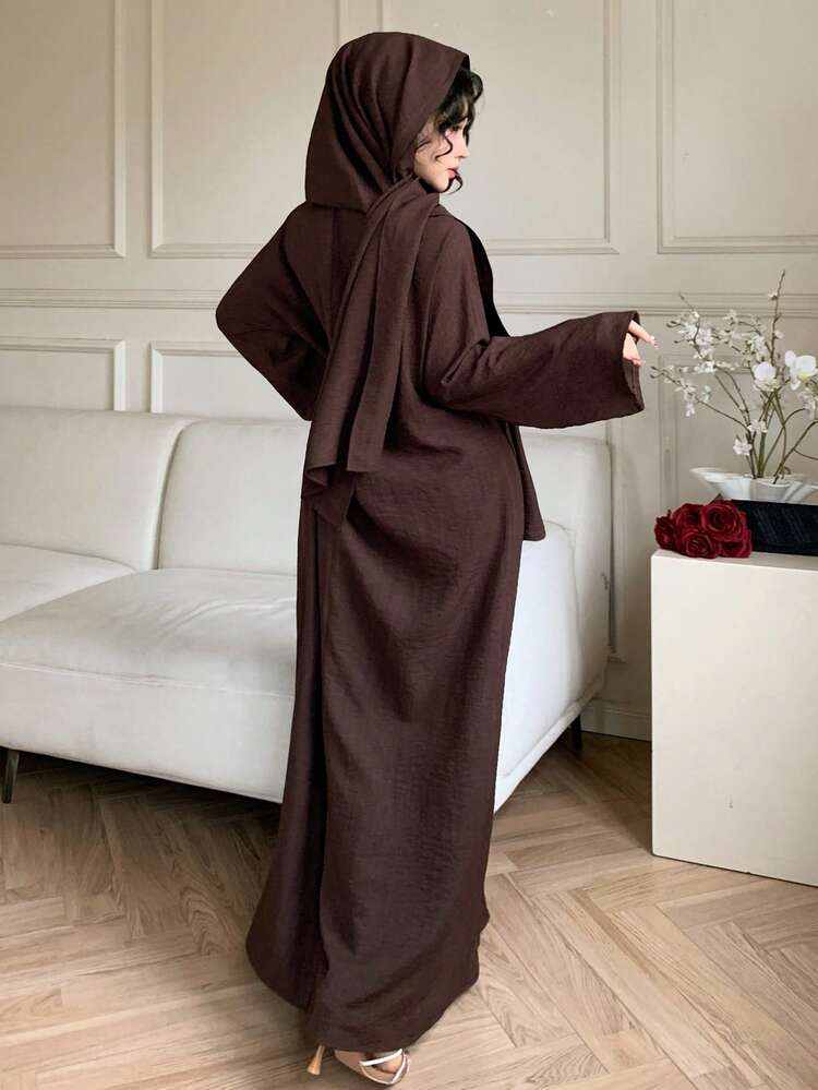 Women's Solid Color Conservative Long Dress With Tie Detail Sundress