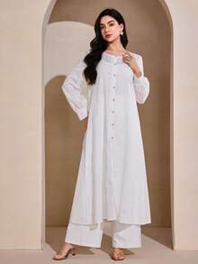 Graceveil Elegant Embroidered Loose Long Sleeve Cardigan Blouse For Women, Sweet And Fashionable - White - View 3