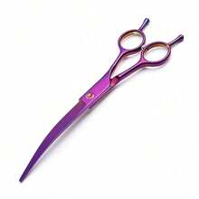1把7.5英寸宠物修毛弯剪，钛涂层不锈钢材质，符合人体工学的手柄，适用于狗、猫和其他宠物，颜色可选紫色、彩色、金色、蓝色、黑色 - 彩色 - 查看 16