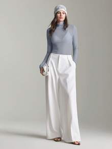 Ontre 斯德哥尔摩风格女教师套装，优雅夏季衬衫，网纱长袖衬衫，商务休闲女式基础款上衣 - 藍色 - 查看 4