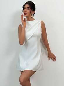 Firerie Đầm mini trắng dáng chữ A thanh lịch, tối giản, trang nhã, tinh tế dành cho nữ, thích hợp mặc hàng ngày, đi làm, đi nghỉ mát. - trắng - Xem 5