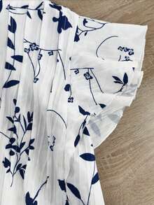 EMERY ROSE New Arrival Elegant Casual Cap Sleeve V-Neck Loose Blouse For Women - White - View 4