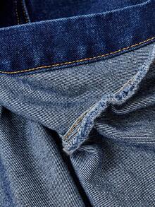 SHEIN MOD Women's V-Neck Single-Breasted Ruffle Hem Denim Vest Jacket - Blue - View 6