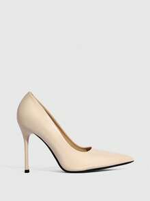 CUCCOO SZL Women's Solid Color Pointed Toe Minimalist High Heel Pumps, Casual Everyday Wear Spring Shoes Spring Break Easter For Christmas Valentine's Day Spring Shoes - Lacquered milk apricot - View 8