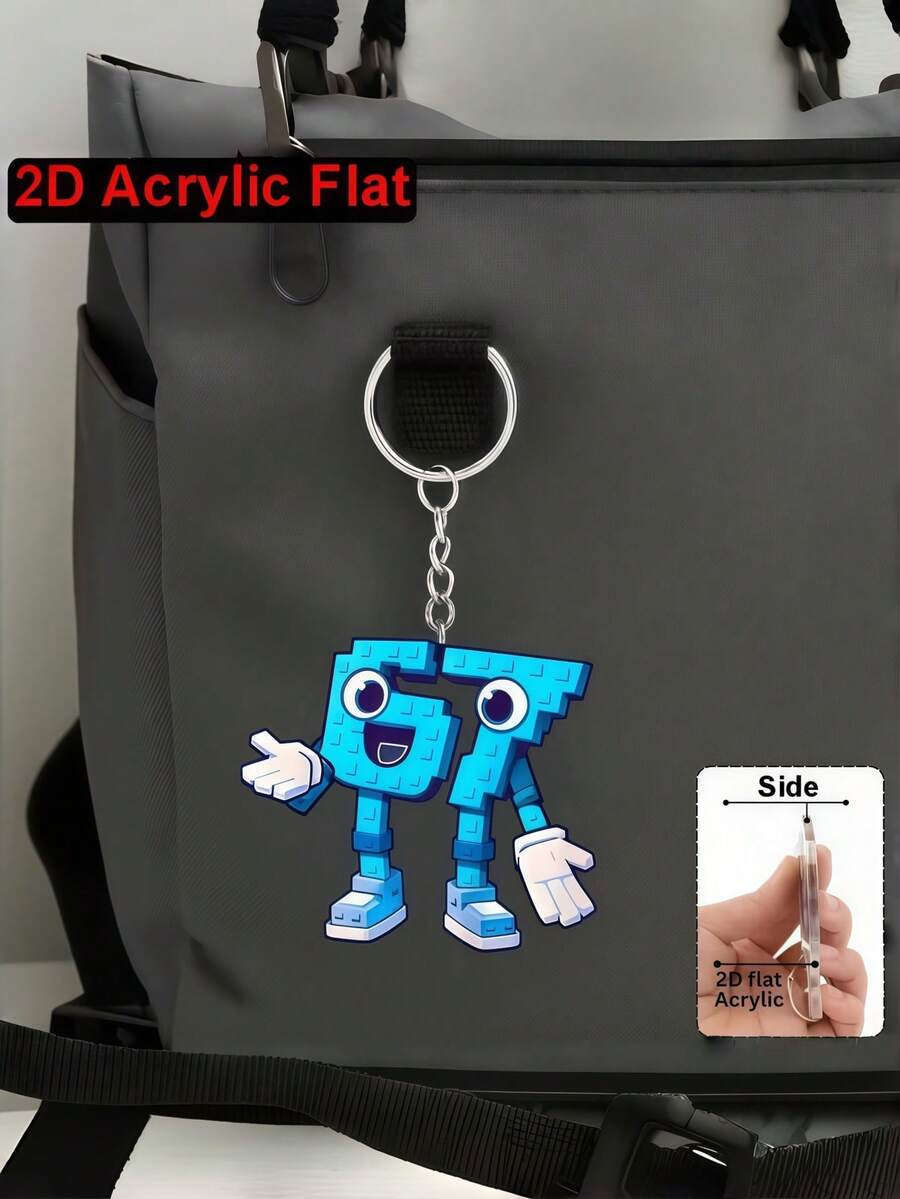 Zazumi 可爱卡通字母钥匙扣 - 67 种设计亚克力汽车钥匙扣，送给亲朋好友的趣味个性化礼物 - 彩色 - 查看 1