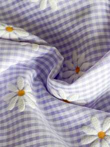 Vintaside Kids 女童紫色格子印花无袖上衣和配套长裤两件套，修身剪裁，适合外出、休闲、运动、派对等场合。 - 紫丁香色 - 查看 5