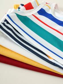 SHEIN 5pcs/Set Baby Boy Casual Cute Colorful Striped Knit Tank Tops, Versatile Summer All-Match Vest Multipack - Multicolor - View 5