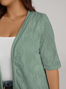 Comfylo Áo khoác cardigan dáng rộng dành cho nữ, chất liệu jacquard, kiểu dáng thường ngày, đa năng. - màu xanh lá - Xem 6