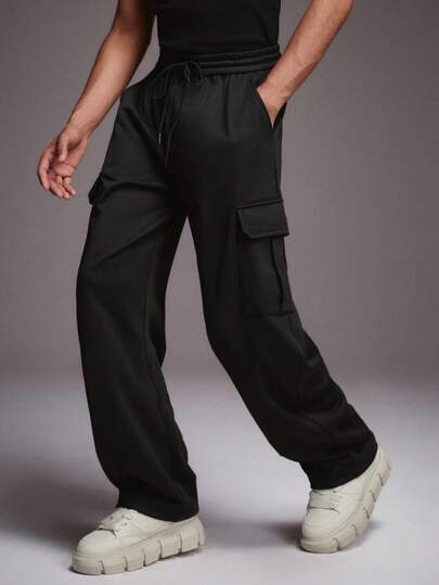 STYNVO Plus Size Men's Drawstring Waist Pockets Casual Loose Fit Sweatpants, Versatile For Daily Wear