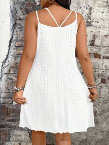 Breezaya Đầm slip dáng suông mùa hè màu trơn chất liệu jacquard dành cho nữ cỡ lớn, kiểu dáng thường ngày. - trắng - Xem 3