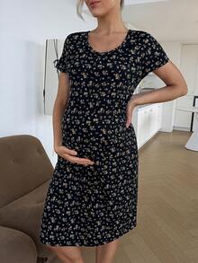 SHEIN 夏季孕妇休闲碎花哺乳连衣裙 - 彩色 - 查看 7