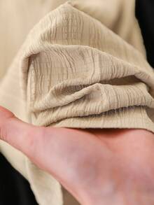 CosyJoli Quần ống đứng cơ bản bằng vải chiffon có họa tiết, cỡ lớn, kiểu dáng thường ngày. - Màu be - Xem 7