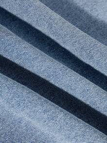 GlowEve 女士纯色简约纽扣装饰A字牛仔裙 - 淺色水洗藍 - 查看 5