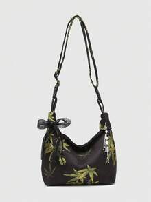 ROMWE Kawaii 女士包包 复古民族风 竹叶鸟夹 - 靛黑色 - 查看 4