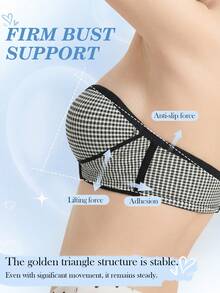 Eraneu 1pc Women's Front Closure Underwire Plunge Bra, Black - Black and White - View 2