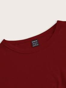 SHEIN Tall CURVE Setelan 4 Potong Ukuran Plus, Warna Polos, Model Crop, Leher Bulat, Lengan Pendek, Pas Badan, Cocok untuk Musim Panas - MultiWarna - View 4