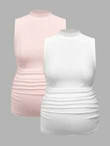 Modmama Maternity Solid Color Pleated Collar Fitted Casual Everyday Top - Multicolor - View 11