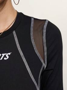 Rina Fox 女士圆领长袖修身连体衣 - 黑色 - 查看 3