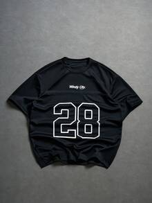 Aesthetic Post 男士休闲简约印花圆领短袖T恤 - 黑色 - 查看 1