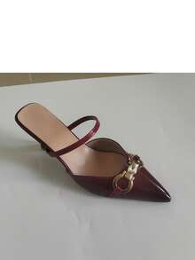 CUCCOO SZL Women's Pointed Toe Metal Decor Elegant High Heel Pumps Spring Shoes - Burgundy - View 12
