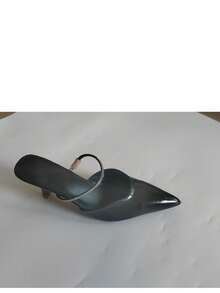 CUCCOO SZL Mules de tacón alto elegantes con decoración de diamante de imitación y punta puntiaguda para mujer - Negro - Ver 15