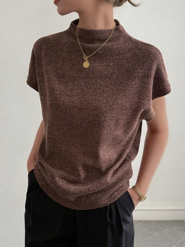 Women's Solid Color Minimalist Short Sleeve T-Shirt, Casual Daily Wear Summer