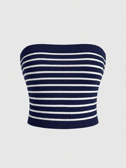 Rina Fox Sexy Striped Spaghetti Strap Camisole Top, Knit Undershirt For Summer, Wear Alone Or As Layering
