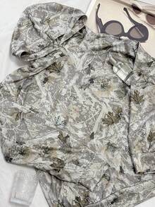 DAZY Women's Street Style Bare Tree Branch & Leaf Print Sweatshirt Sweatshirt - Army Green - View 3