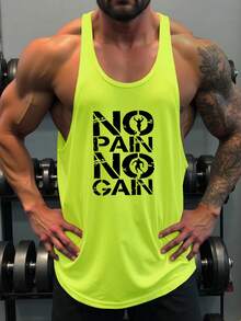 GymBeat Men's Lime Green Summer Gym Tank Top,Boyfriend Style Slogan Graphic Racer Back Sports Workout Tops Pack,Athleisure Breathable Lightweight Muscle Tee - Lime Green - View 3