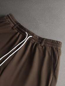 STYNVO Men's Letter Print Drawstring Waist Pocket Casual Everyday Sweatpants - Brown - View 7