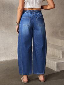 EMERY ROSE Women's Casual Everyday Washed Slant Pocket Loose Fit Jeans - Blue - View 2