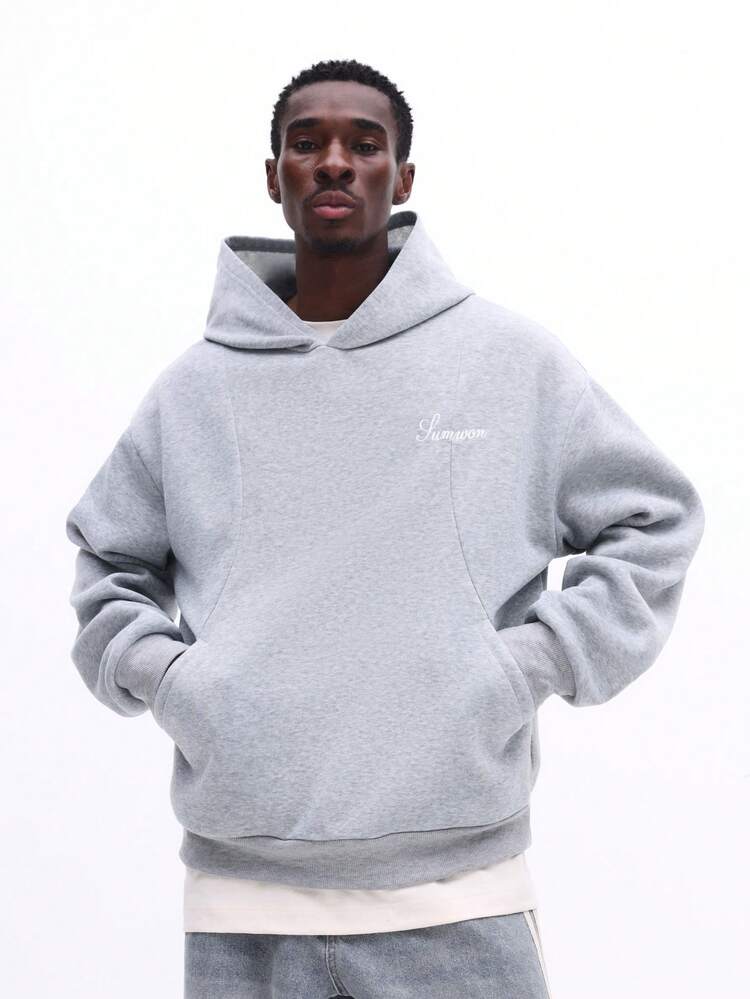 Light Grey Heathered Hoodie With Script Logo