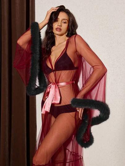 Slumberist Bata elegante para mujer, color borgoña, adecuada para el Día de San Valentín, uso diario, salidas y vacaciones