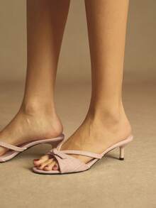 Rosivie Women's Buckle Design Fashion Daily Wear Slip-On High Heel Sandals - Pink - View 4