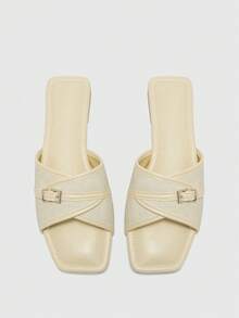 CUCCOO BIZCHIC Simple And Versatile Temperament Comfortable Fashion Generous Commuter Vacation Beach Flat Sandals Spring Shoes - Milk apricot - View 7