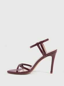 CUCCOO SZL Fashionable Sexy Black Round Toe Wrap-Around Strap High Heel Sandals, Suitable For Commuting, Dating, Party, Wedding, Holiday For Christmas Valentine's Day - dark brown - View 10