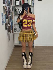 StreetHx 女士印花不对称肩部休闲短袖运动T恤 - 彩色 - 查看 3