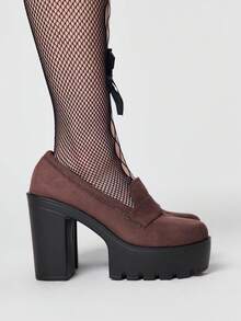 ROMWE Goth Tacones para mujer - Gamuza Marrón - Ver 4