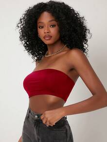 SHEIN BASICS Top de tirantes minimalista y casual de unicolor para mujer - Rojo - Ver 5