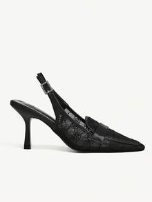 CUCCOO CHICEST Giày cao gót mũi nhọn thiết kế khóa cài thời trang thanh lịch dành cho nữ - màu đen - Xem 9