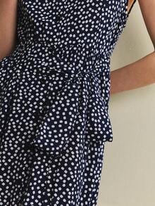 Écloséra French Retro Shirt Dress, Women's Tie-Waist Cardigan Long Dress, Women's Beach Dress, Women's Elegant Dress, Women's Vacation Outfit, Women's Holiday Outfit, Women's Long Casual Dress, Women's Elegant Party Dress, Women's Beach Dress, Women's Navy Blue Dress, Women's Floral Dress. French Dresses For Women Summer Dress Polkadot Dress Polka Dot Dresses For Women Midi Summer Dresses For Women - Navy Blue - View 5