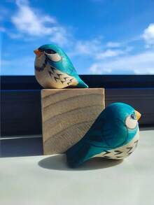 Madebyblanc Hand-Carved Wooden Bird, Solid Wood Animal Sculpture, Retaining Natural Texture, Mini Bird Ornament, Suitable For Home Desktop Decoration, Bookshelf Display, Gift For Nature Lovers, Country Garden Decoration, Unique Collectible Art Piece - Handmade Wood Carving, Home Landscaping, Healing Ornament, Birthday Gift. - 1PC - View 9