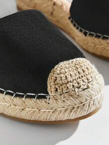 SHUZIA Women's Faux Suede Tie-Up Straps Round Toe Espadrilles - Black - View 6