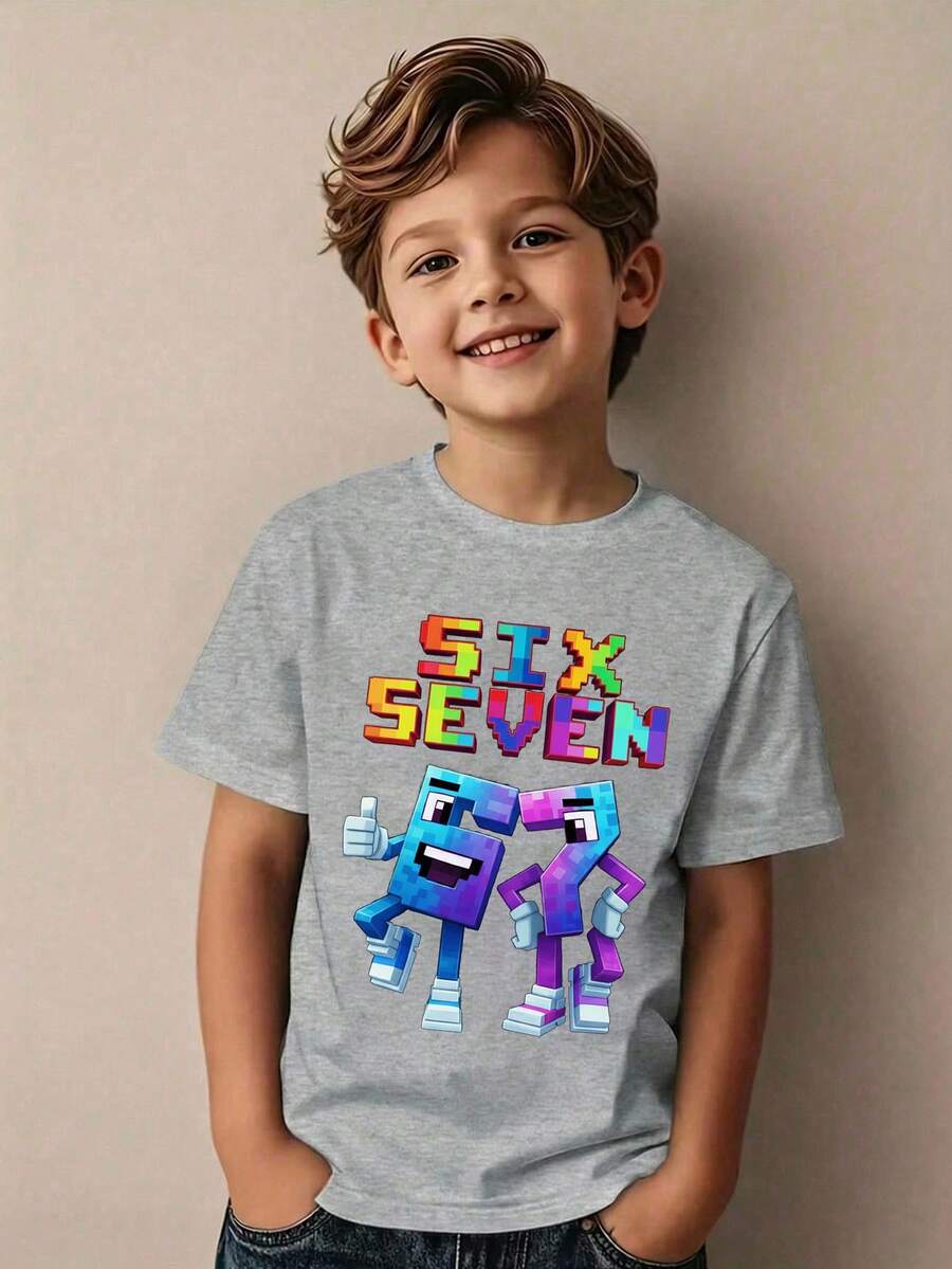 Coolqubz Young BoyCotton Pullover Basic Short Sleeve T-Shirt - Grey - View 1