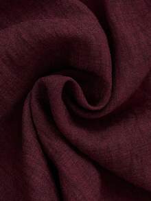 Lacomfia 2pcs/Set Casual Solid Color 3D Floral Decor Long Sleeve Loose Blouse And Elastic Waist Wide Leg Pants, Plus Size, Spring/Autumn - Maroon - View 6