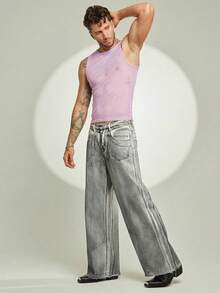 FeverCity Camiseta de tirantes transparente y sexy para fiesta y club para hombres - Morado - Ver 4