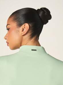 Missguided x Playboy Contrast Tie Ruched Active Zip Up Jacket With Long Sleeves And High Neck For Casual Wear And Athletic Activities - Mint Green - View 8