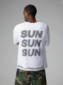 STYNVO 男士字母图案圆领休闲宽松T恤 - 白色 - 查看 4